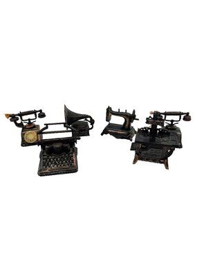 Durham Industries 1970s Metal Miniatures Lot Of 6 Stove Sewing Machine Telephone